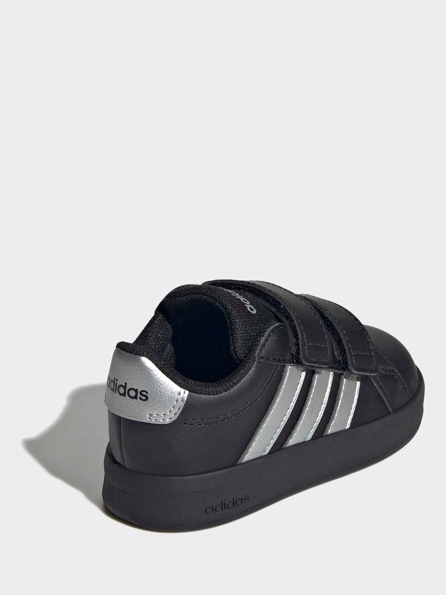 adidas Black/Silver Grand Court 3.0 Infant Trainers image 2