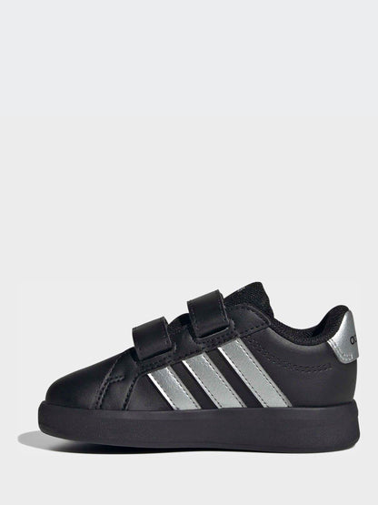 adidas Black/Silver Grand Court 3.0 Infant Trainers image 4