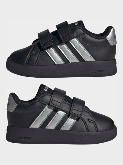 adidas Black/Silver Grand Court 3.0 Infant Trainers image 5