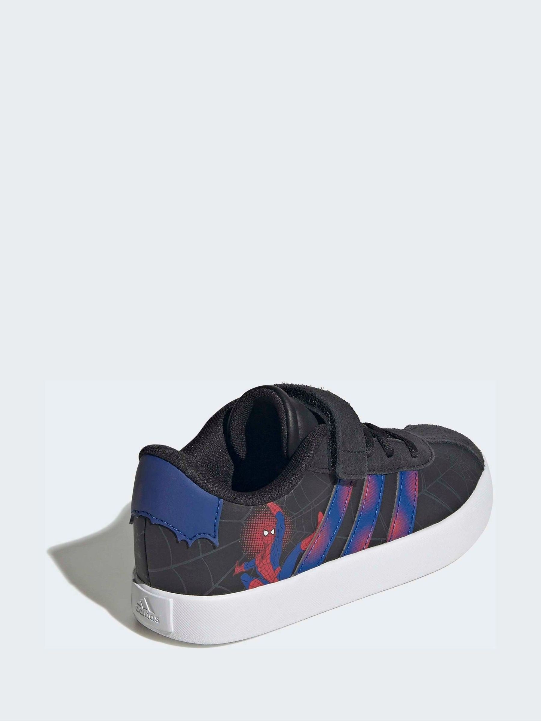 adidas Black VL Court Spider-Man Elastic Lace Trainers image 2