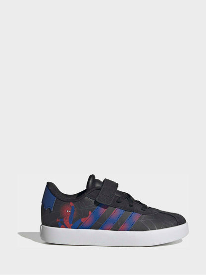 adidas Black VL Court Spider-Man Elastic Lace Trainers image 3