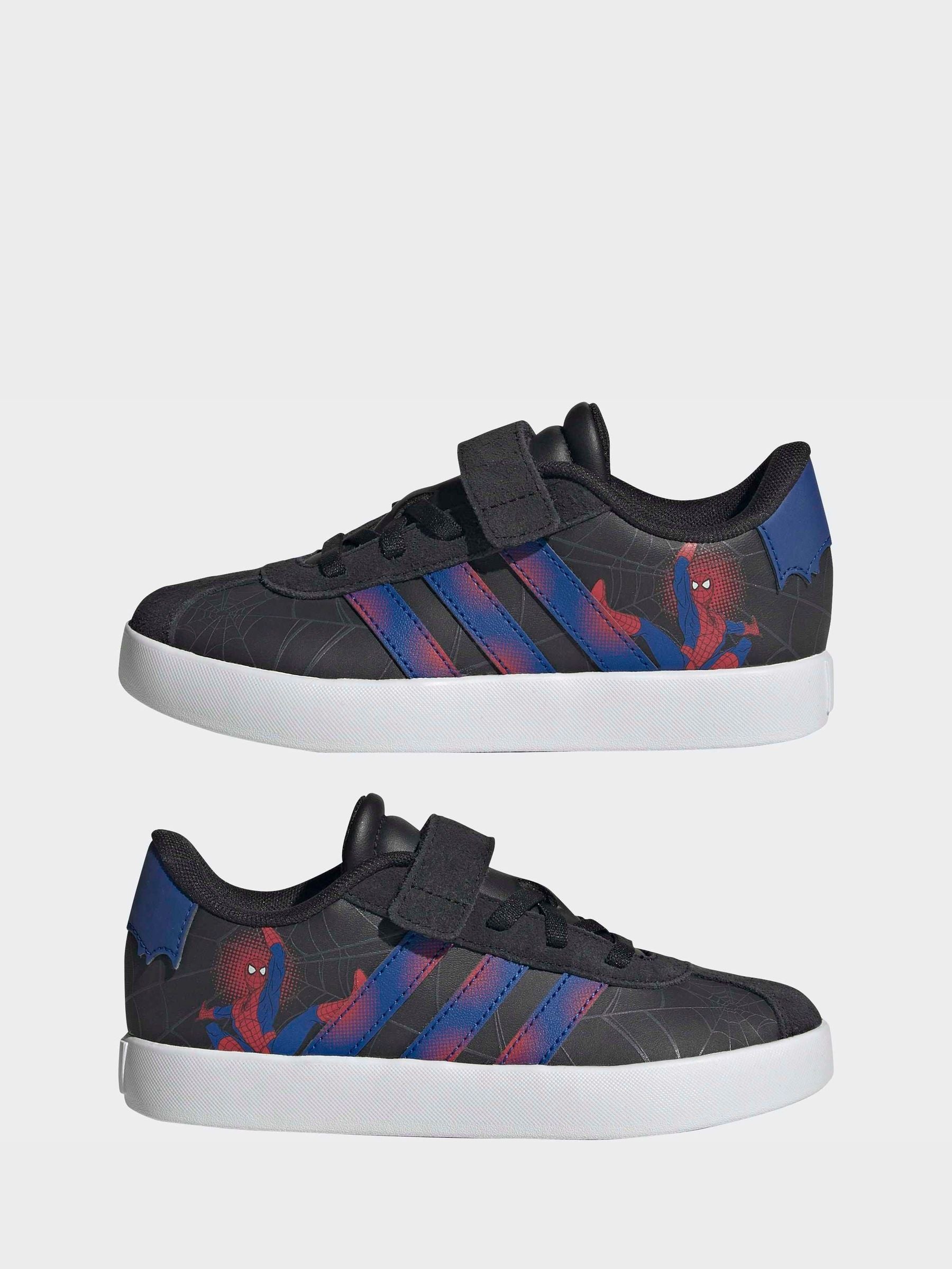 adidas Black VL Court Spider-Man Elastic Lace Trainers image 7