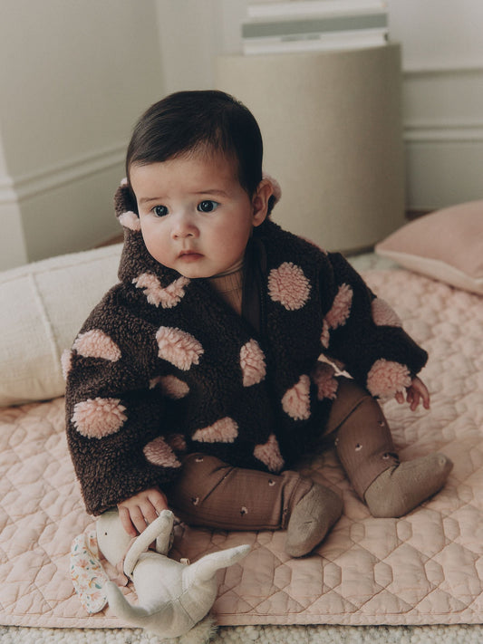 Dsiney Kidz - Brown and Pink Borg Spot Hooded Baby Jacket (0mths-2yrs) image 1