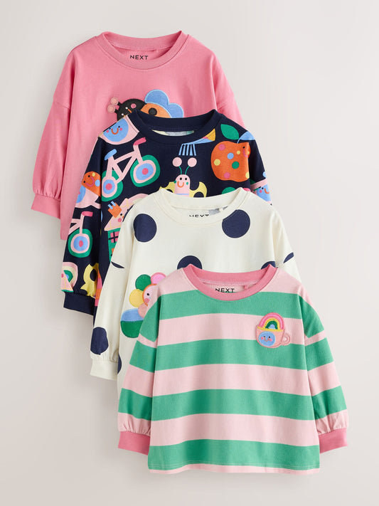 Dsiney Kidz - Navy Ladybird Long Sleeve T Shirts 4 Pack (3mths-7yrs) image 1