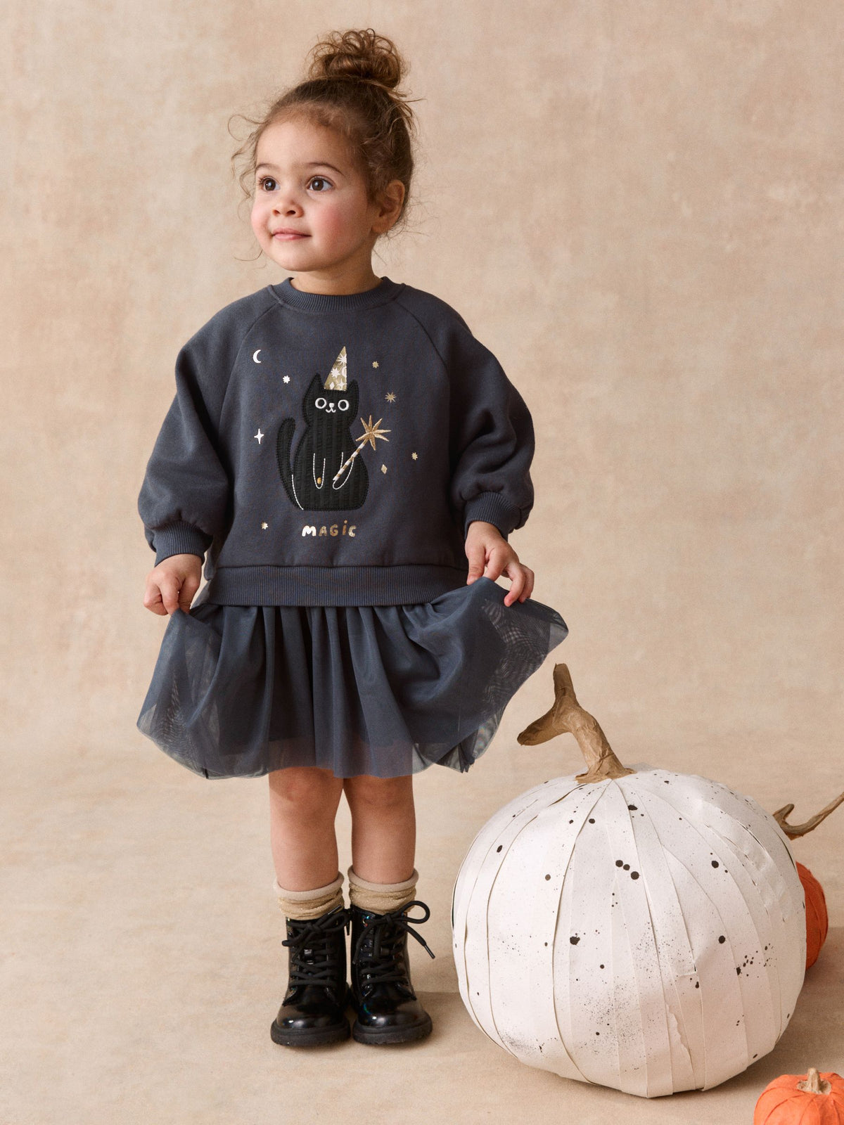 Dsiney Kidz - Black Cat Long Sleeve Sweat Mesh Dress (3mths-7yrs) image 1