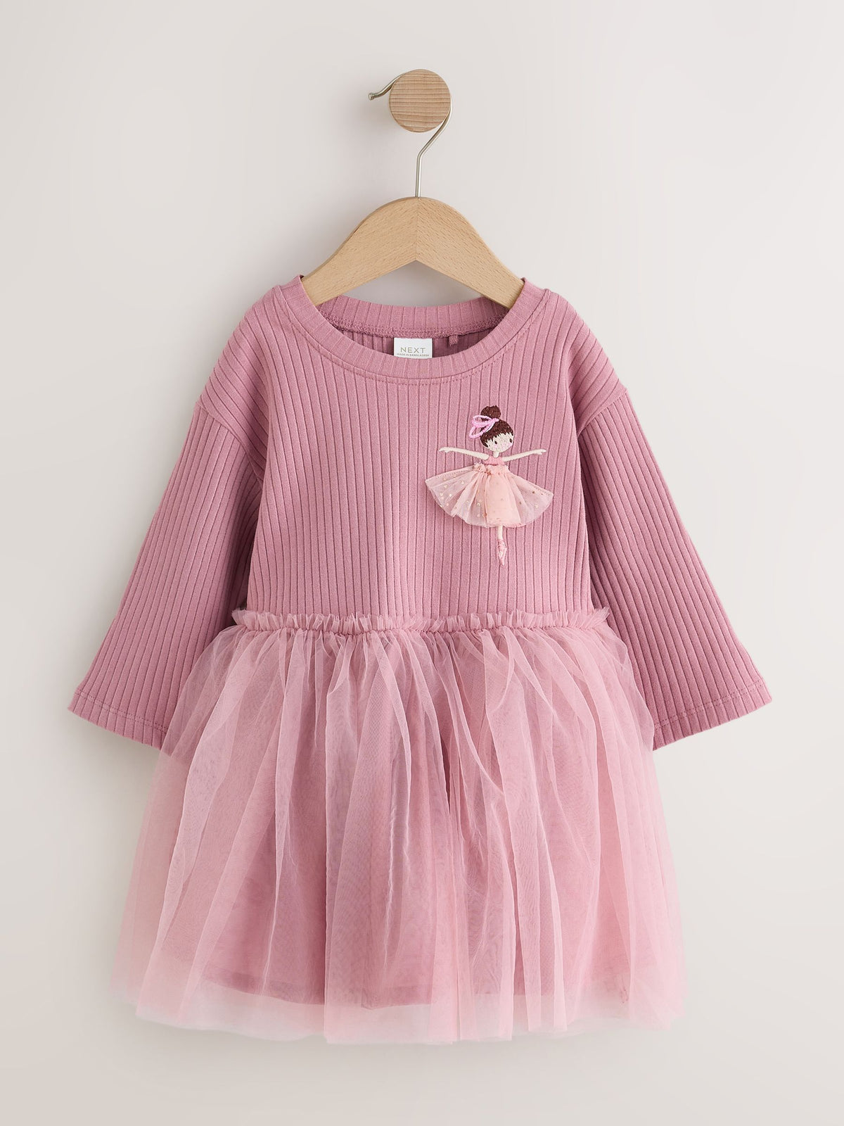 Dsiney Kidz - Mauve Purple Fairy Long Sleeve Ribbed Mesh Dress (3mths-7yrs) image 5
