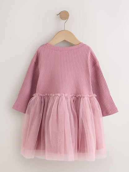 Dsiney Kidz - Mauve Purple Fairy Long Sleeve Ribbed Mesh Dress (3mths-7yrs) image 6
