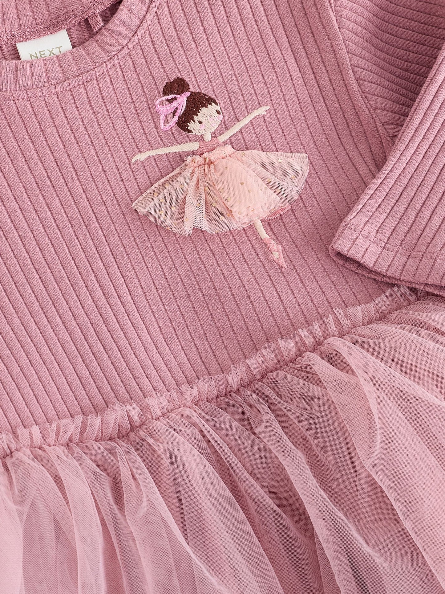 Dsiney Kidz - Mauve Purple Fairy Long Sleeve Ribbed Mesh Dress (3mths-7yrs) image 7