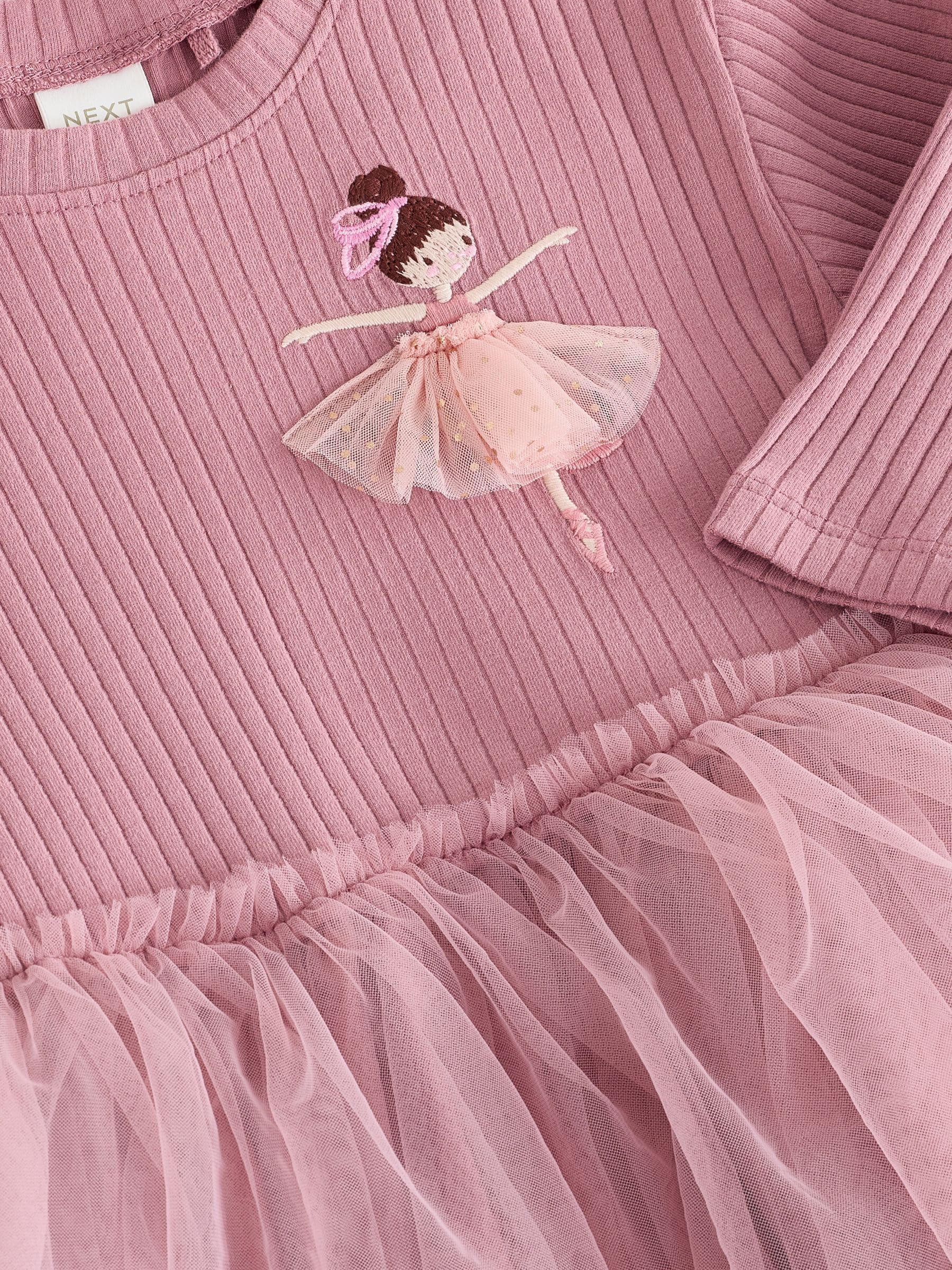Dsiney Kidz - Mauve Purple Fairy Long Sleeve Ribbed Mesh Dress (3mths-7yrs) image 7