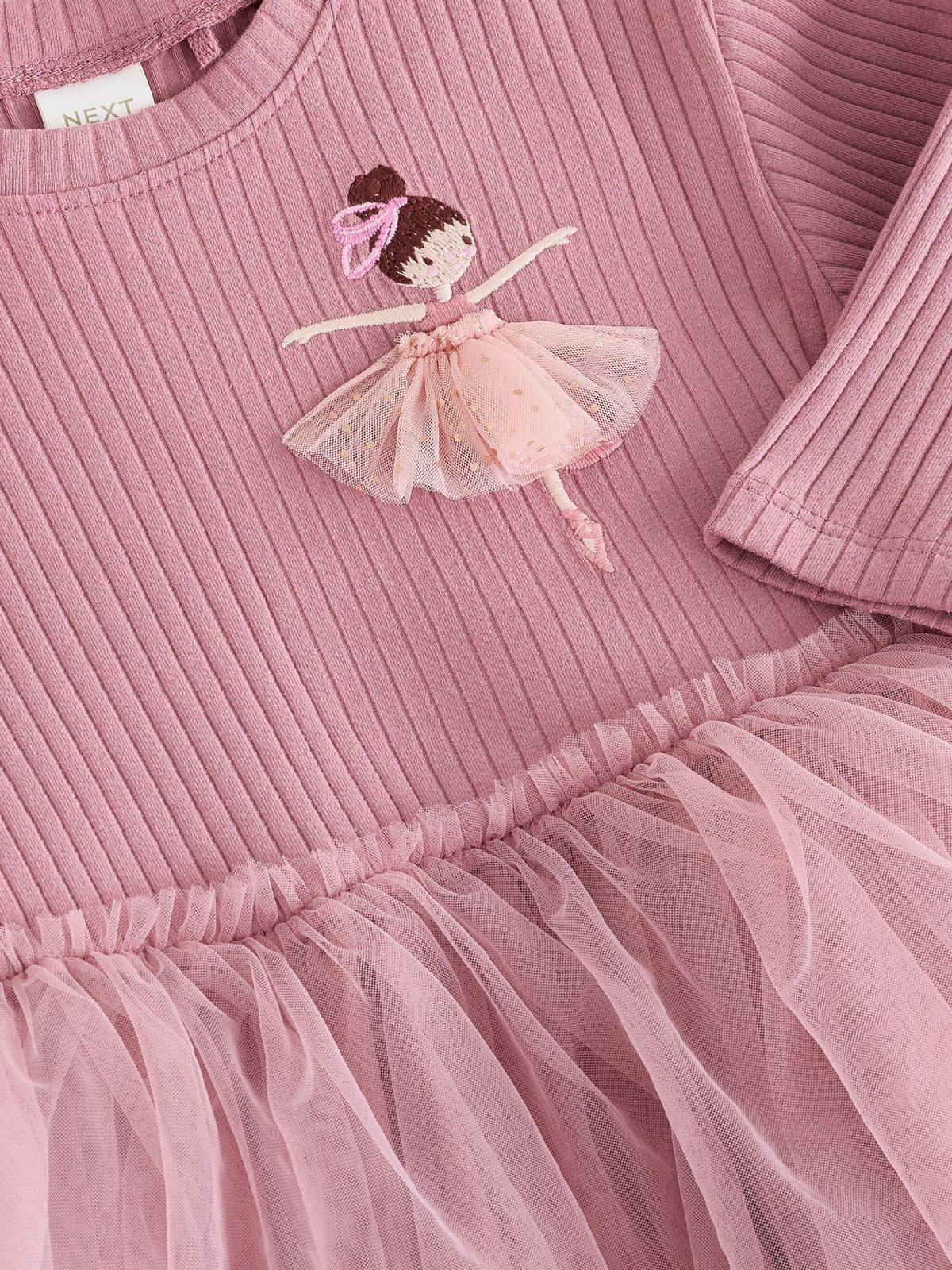 Dsiney Kidz - Mauve Purple Fairy Long Sleeve Ribbed Mesh Dress (3mths-7yrs) image 7