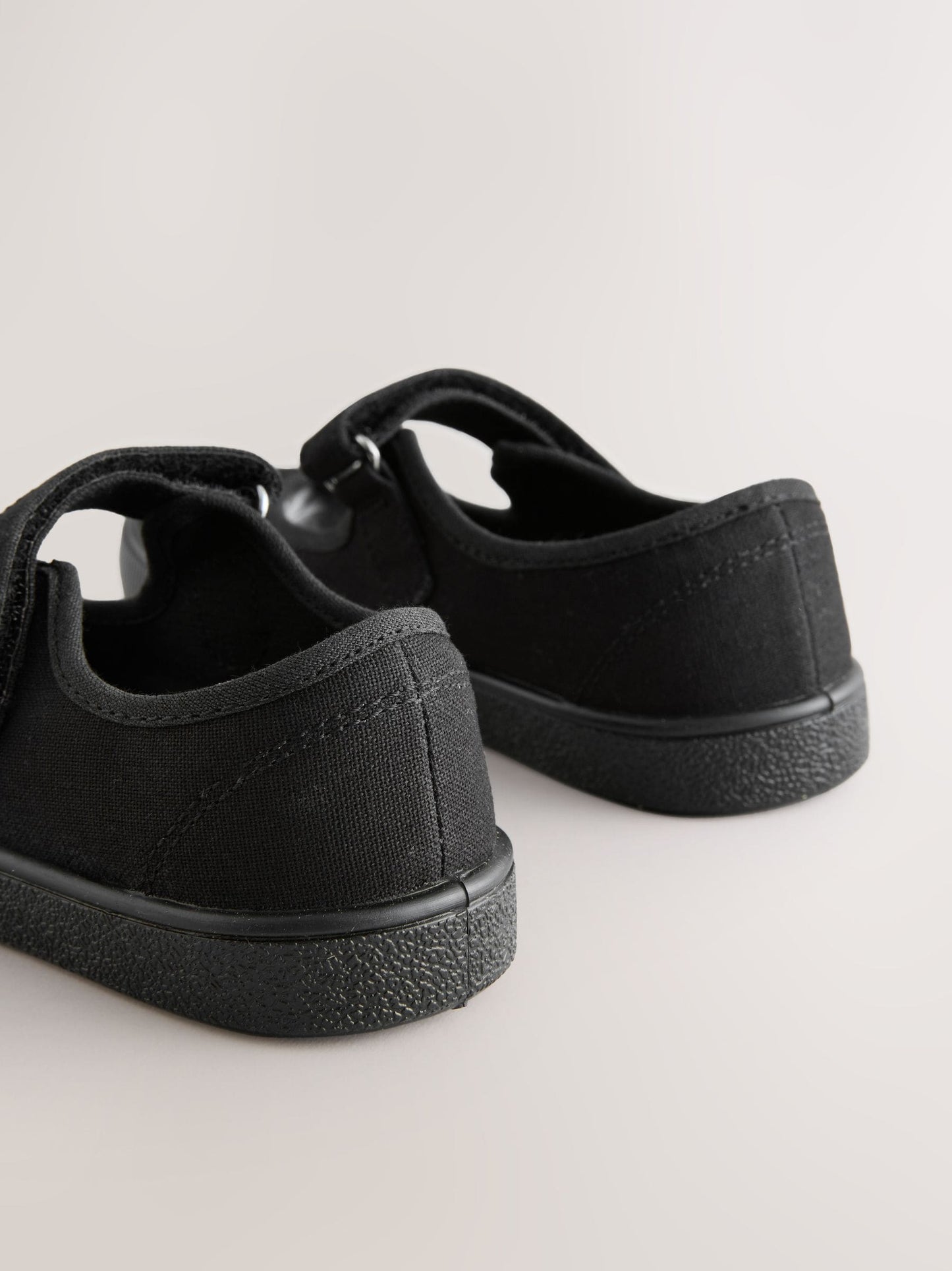 Black Standard Fit (F) School Bow Plimsoll Shoes image 4