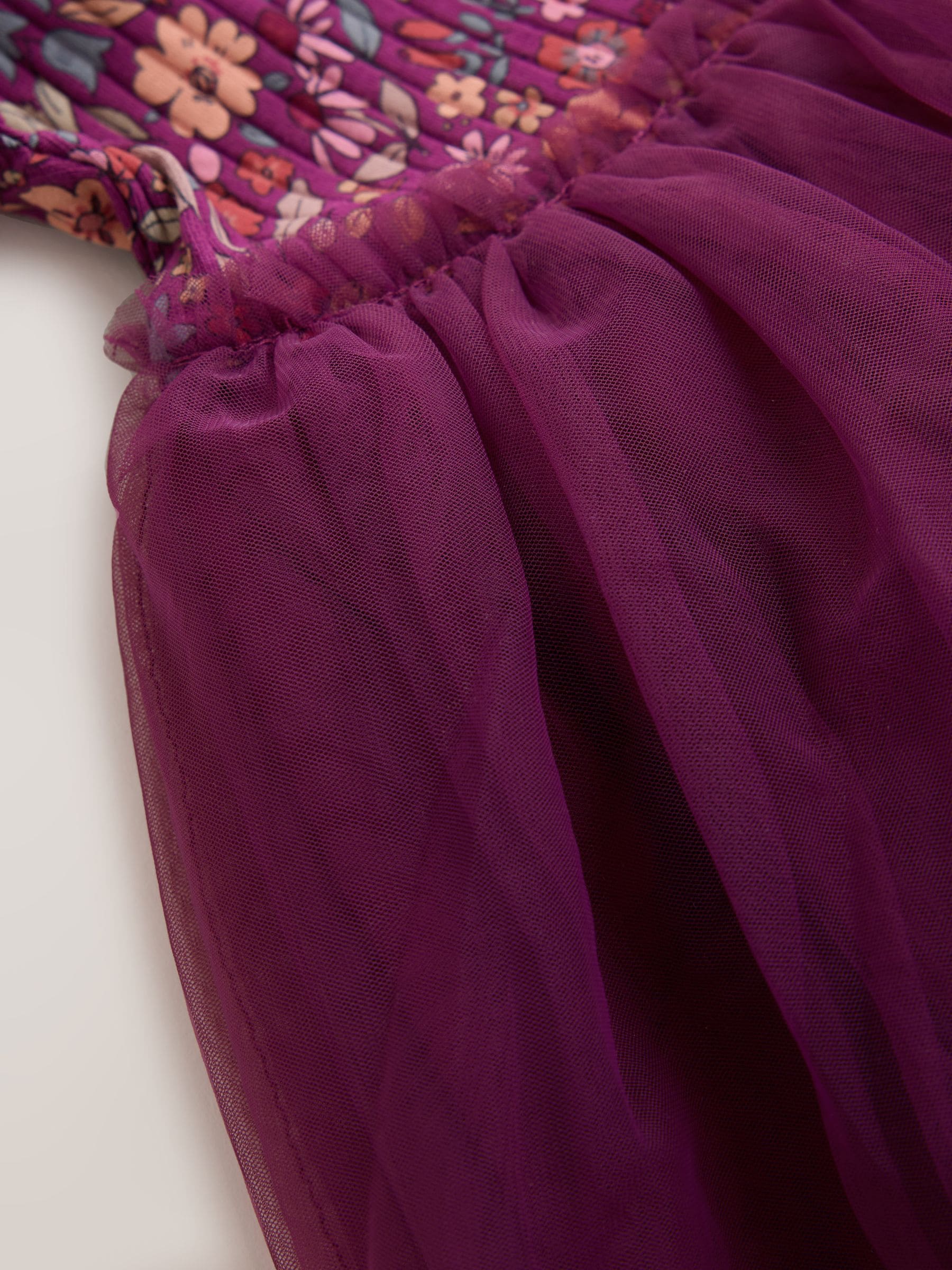 Dsiney Kidz - Burgandy Floral Long Sleeve Ribbed Mesh Party Dress (3mths-7yrs) image 4