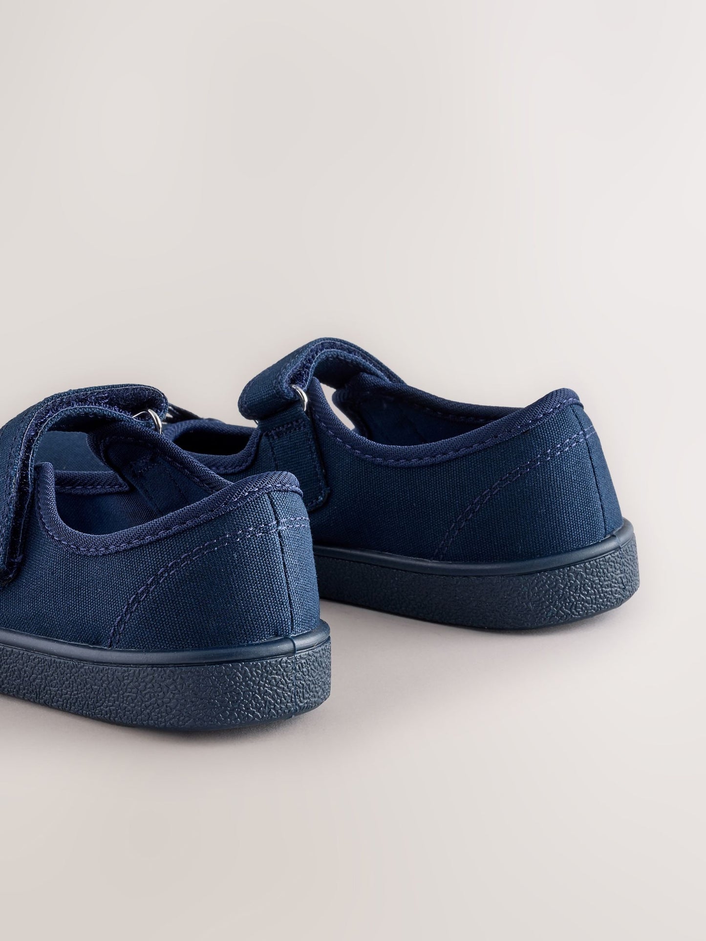 Navy Blue Standard Fit (F) School Bow Plimsoll Shoes image 4