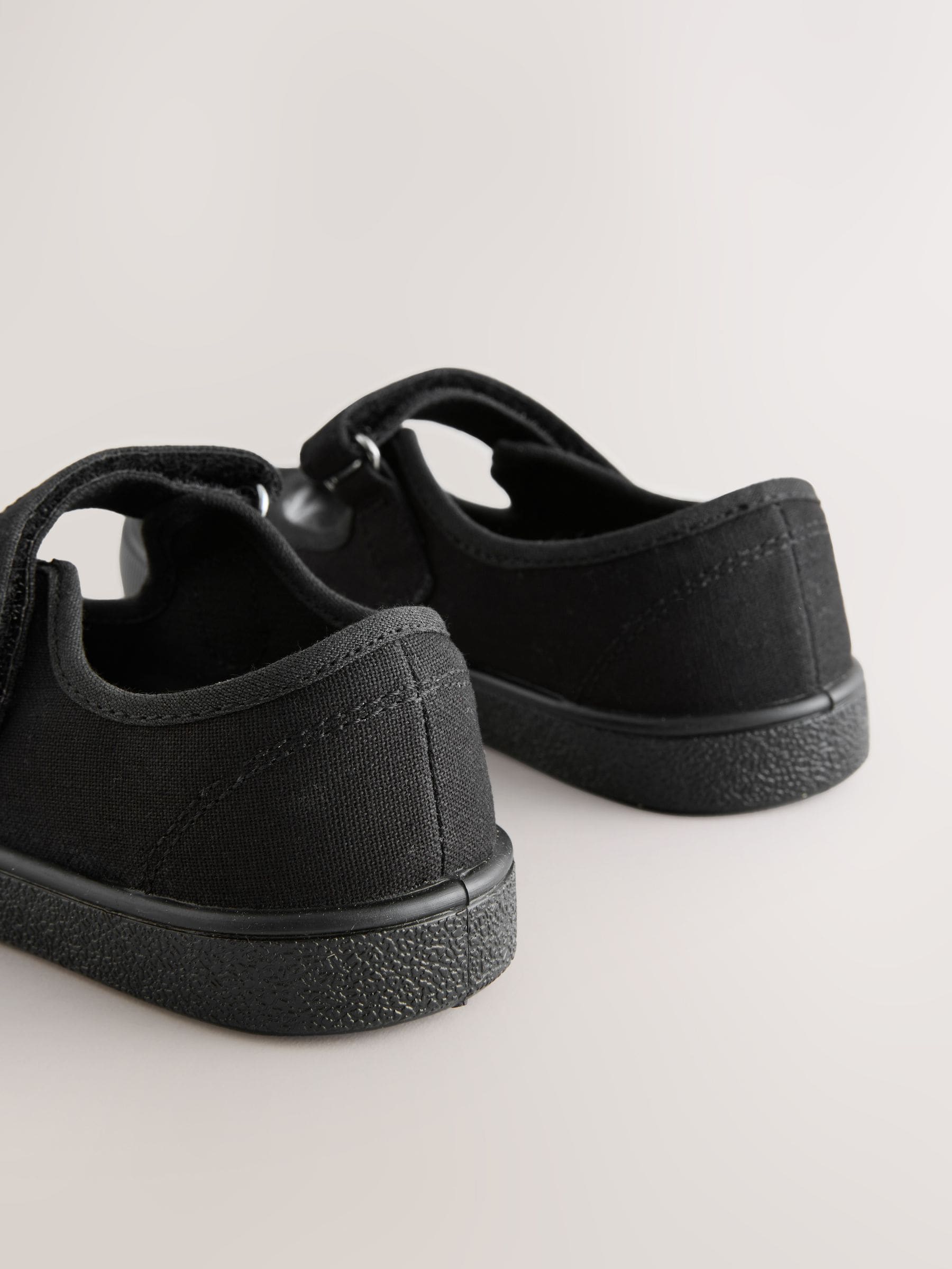 Black Wide Fit (G) School Bow Plimsoll Shoes image 4