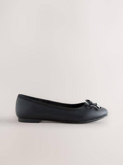 Black Matte Standard Fit (F) Ballerina School Shoes image 2