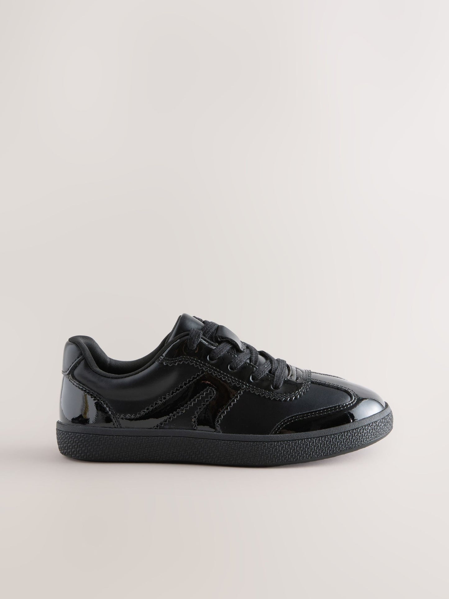 Black Patent Leather School Standard Fit (F) Retro Trainers image 2
