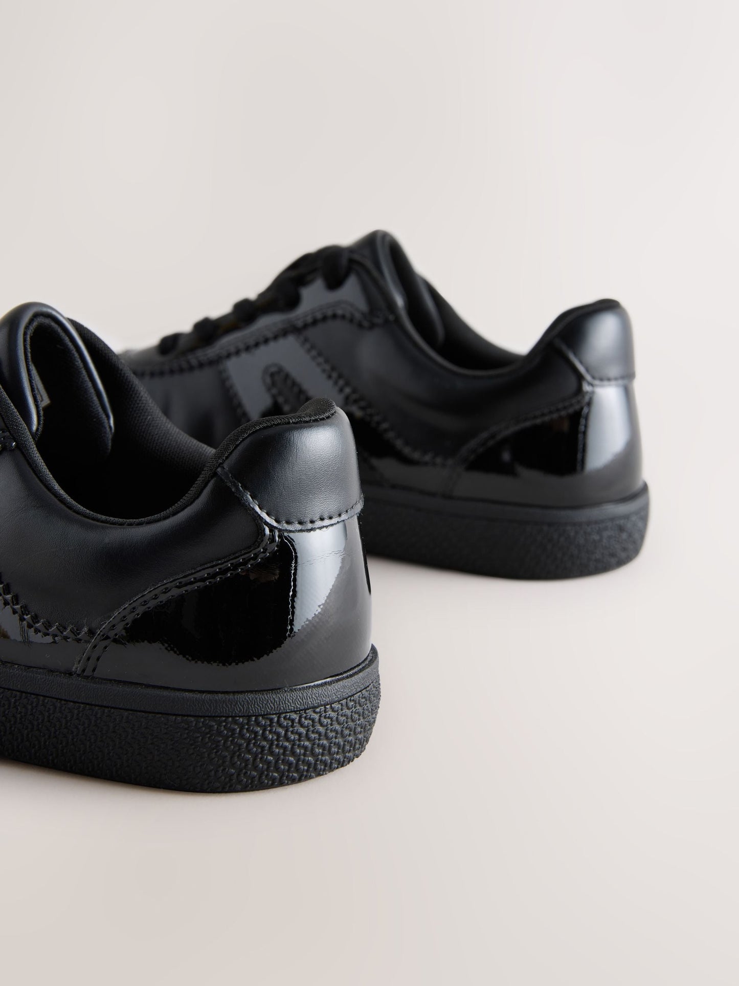 Black Patent Leather School Standard Fit (F) Retro Trainers image 4