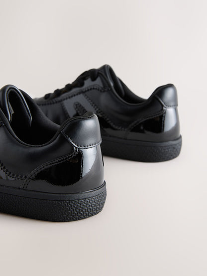 Black Patent Leather School Standard Fit (F) Retro Trainers image 4