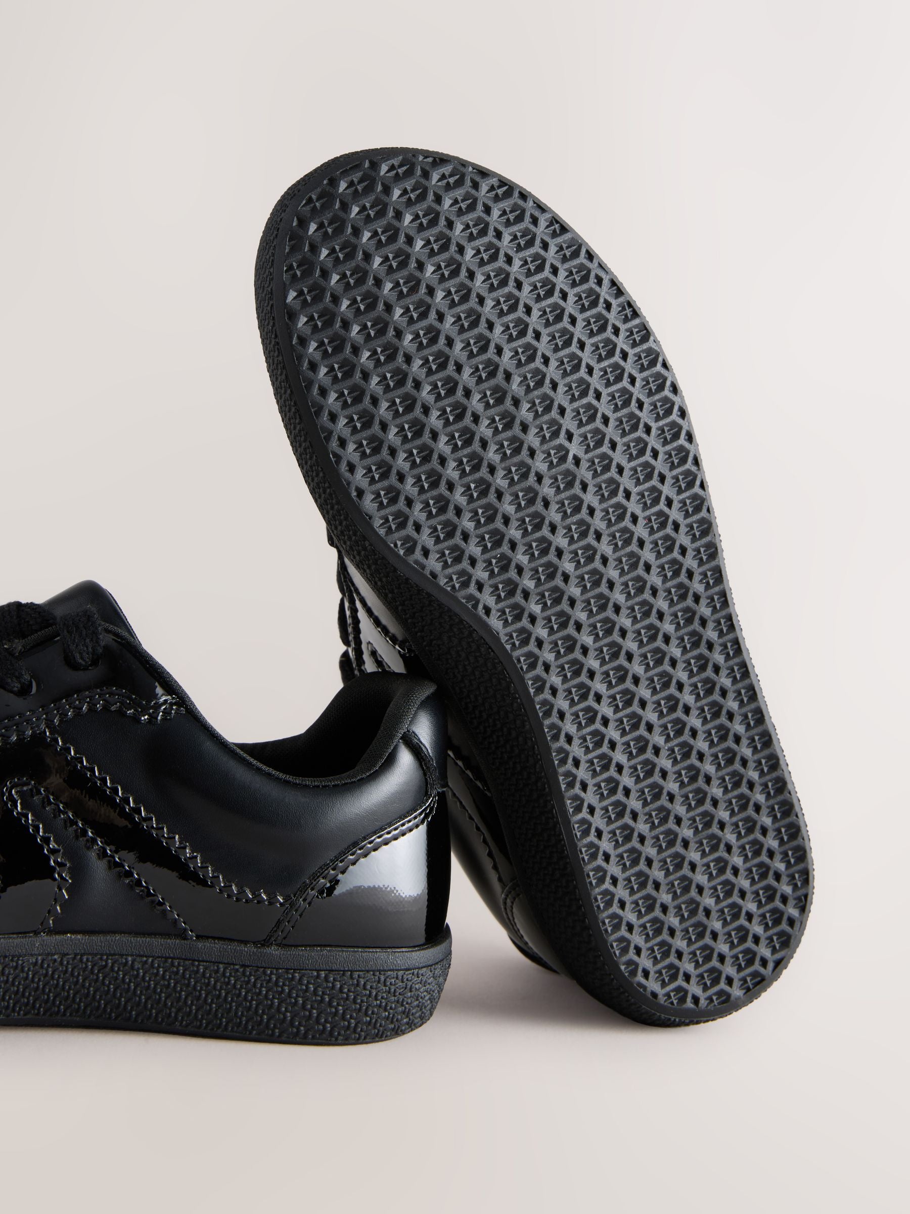 Black Patent Leather School Standard Fit (F) Retro Trainers image 5
