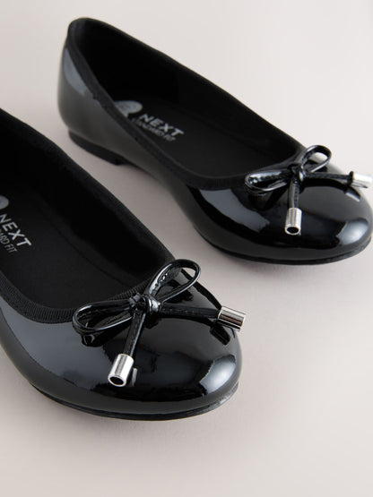 Black Patent Standard Fit (F) Ballerina School Shoes image 3