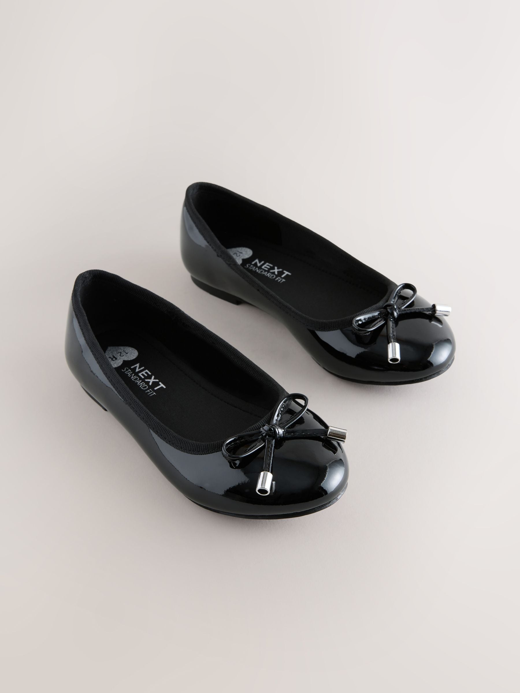 Black Patent Wide Fit (G) Ballerina School Shoes image 1
