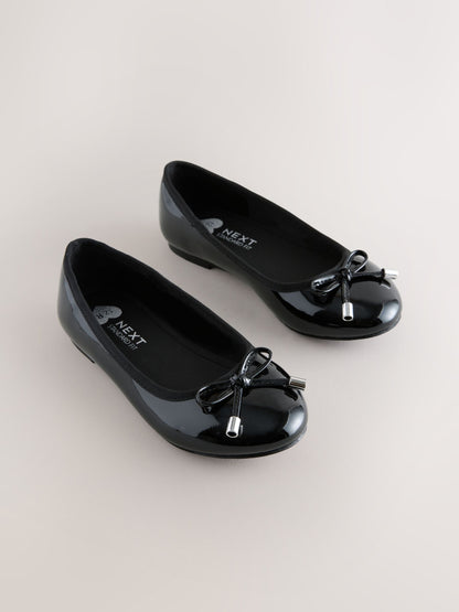 Black Patent Wide Fit (G) Ballerina School Shoes image 1