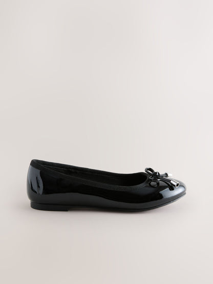 Black Patent Wide Fit (G) Ballerina School Shoes image 2