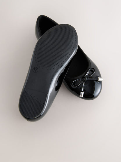 Black Patent Wide Fit (G) Ballerina School Shoes image 3