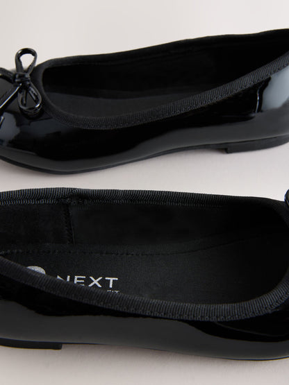 Black Patent Wide Fit (G) Ballerina School Shoes image 5