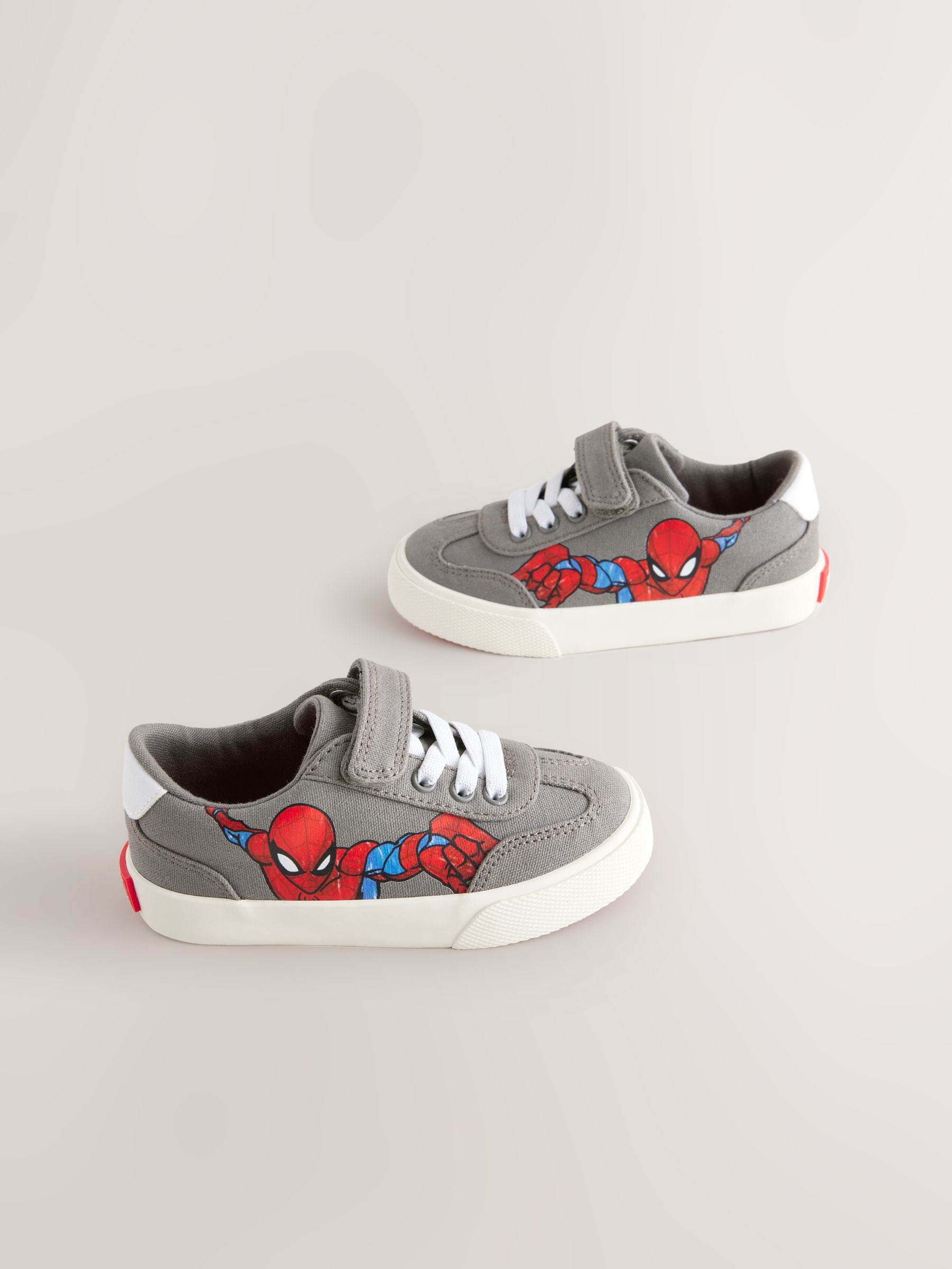 Grey Wide Fit (G) Spiderman Touch Fastening Elastic Lace Trainers image 1