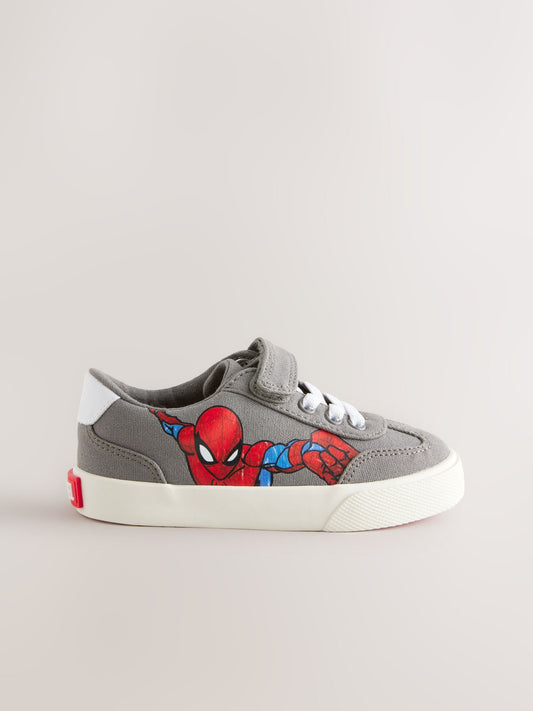 Grey Wide Fit (G) Spiderman Touch Fastening Elastic Lace Trainers image 2