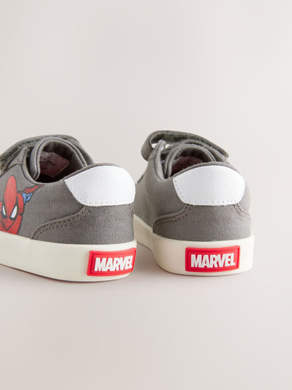 Grey Wide Fit (G) Spiderman Touch Fastening Elastic Lace Trainers image 3