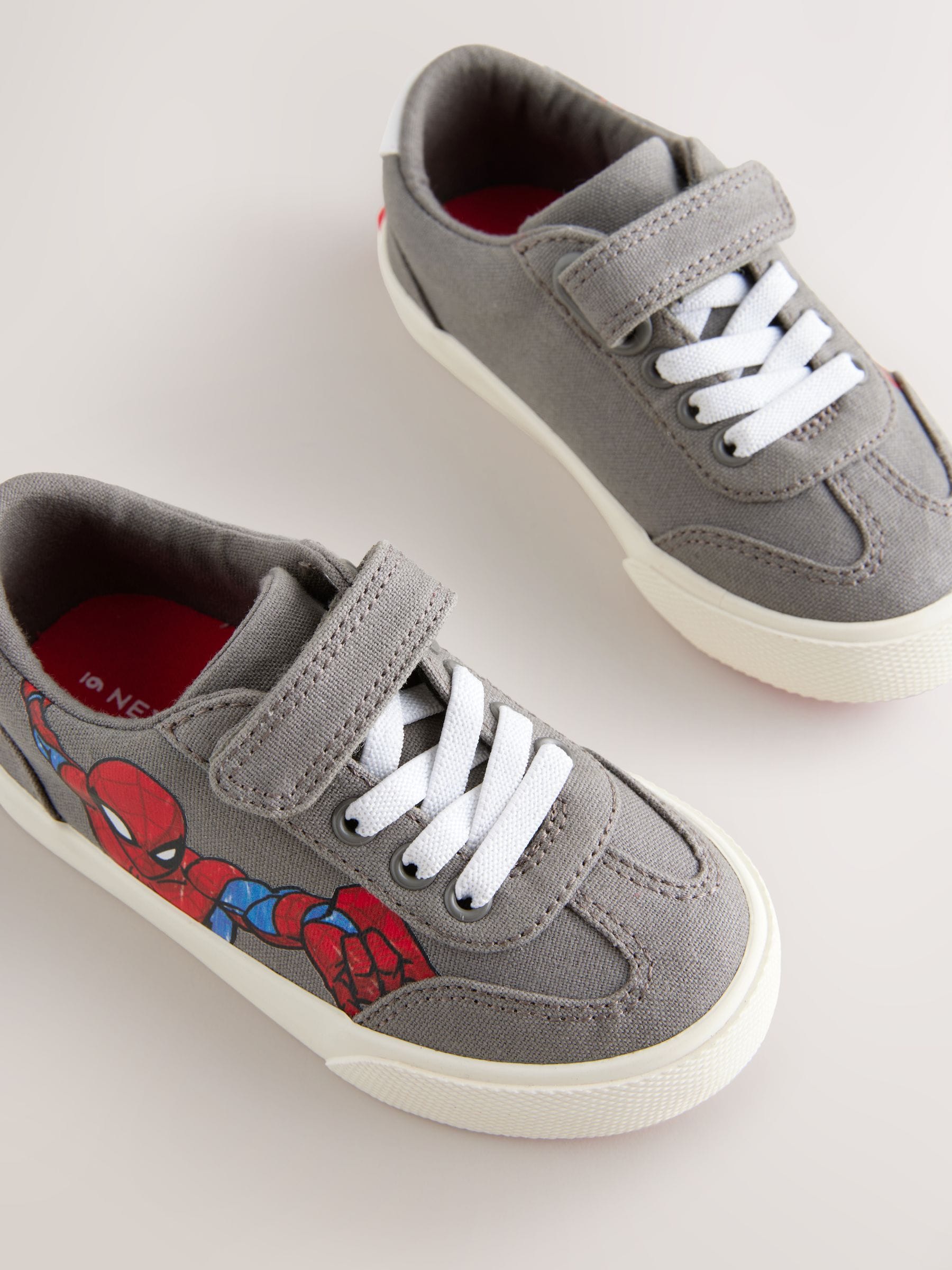 Grey Wide Fit (G) Spiderman Touch Fastening Elastic Lace Trainers image 4