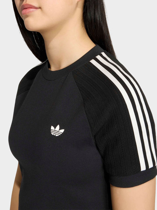 Dsiney Kidz - adidas Originals Black Crochet 3-Stripe T-Shirt image 1