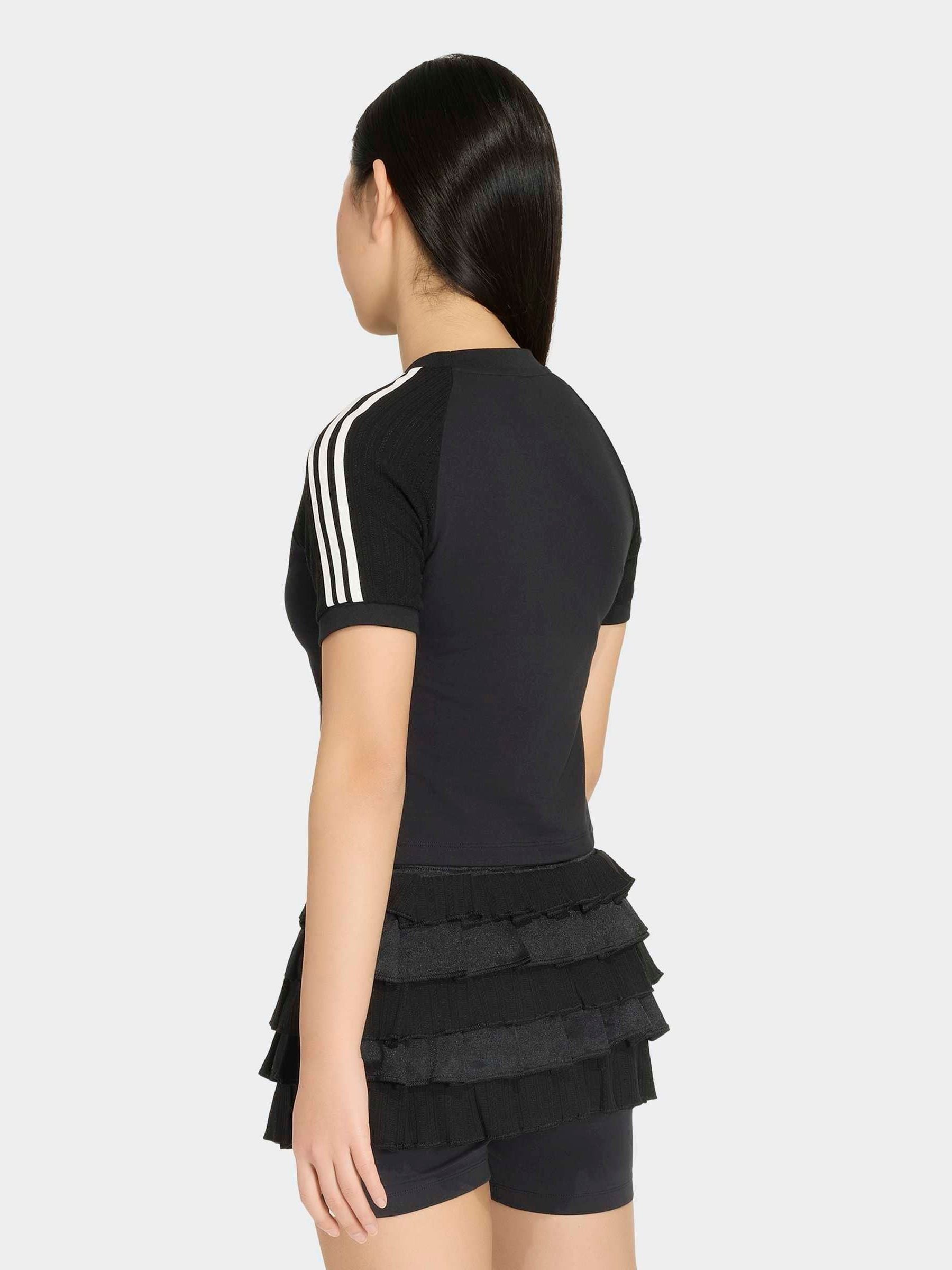 Dsiney Kidz - adidas Originals Black Crochet 3-Stripe T-Shirt image 3
