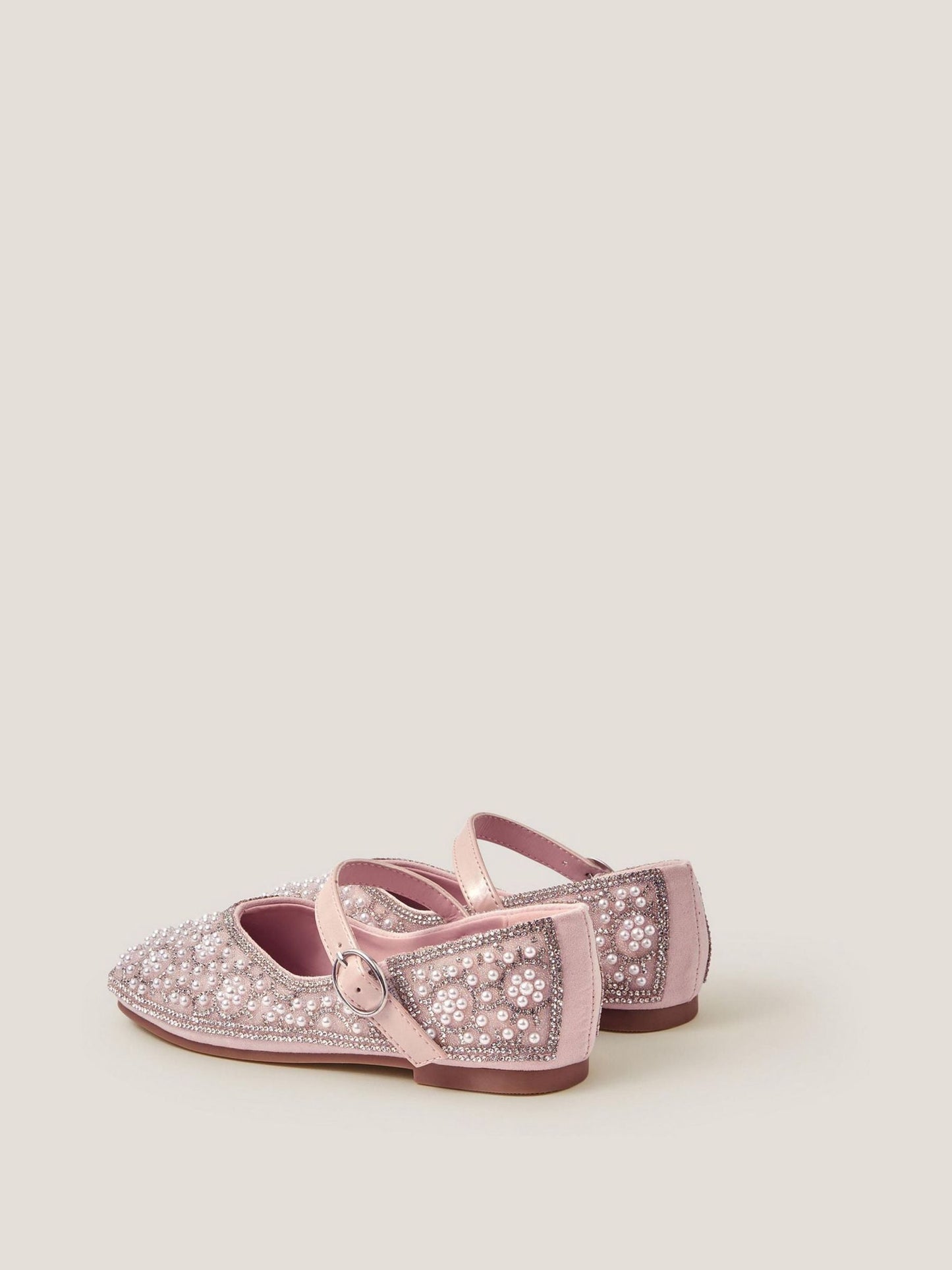 Monsoon Pink Rhinestone Pearl Embellished Ballet Flat Shoes image 2