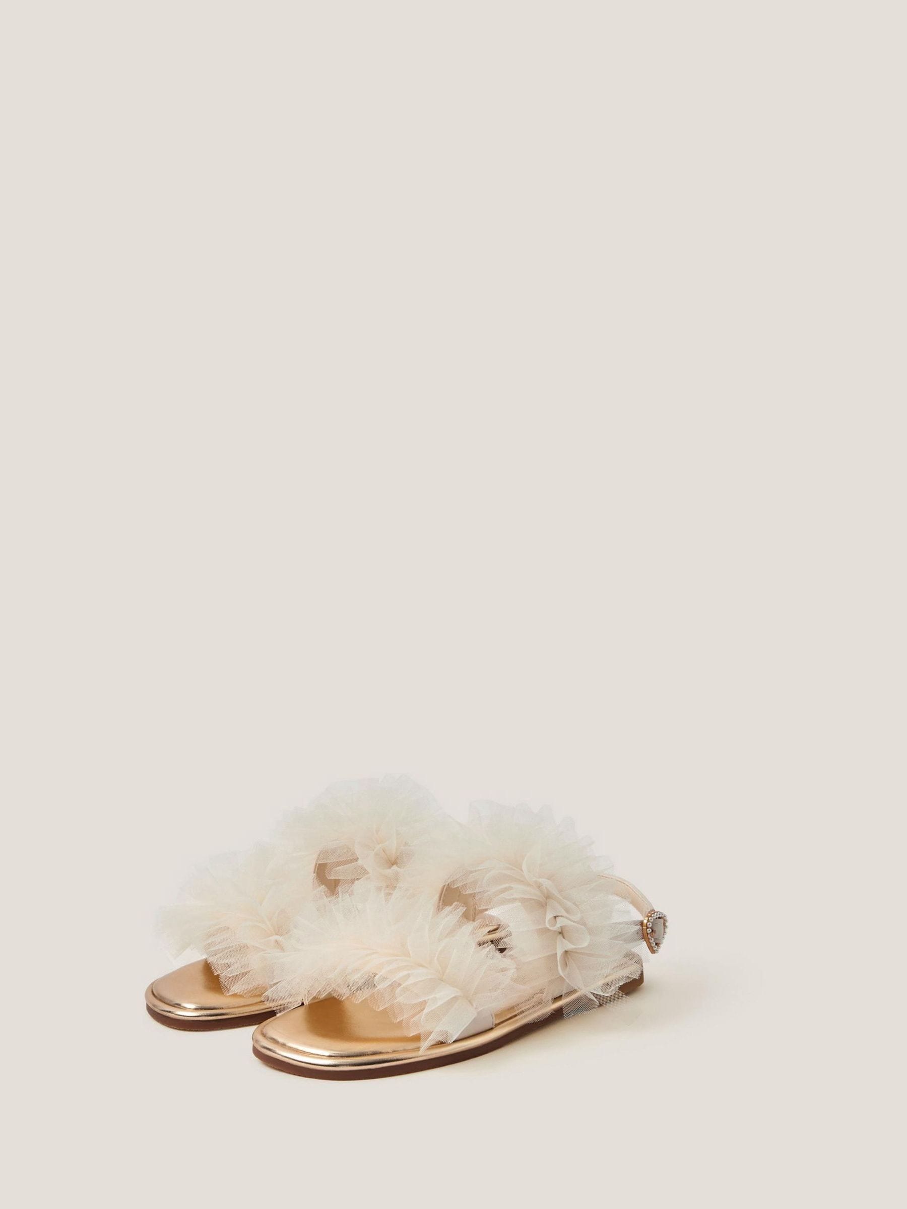 Monsoon Cream Frilly Tulle Strap Sandals image 1