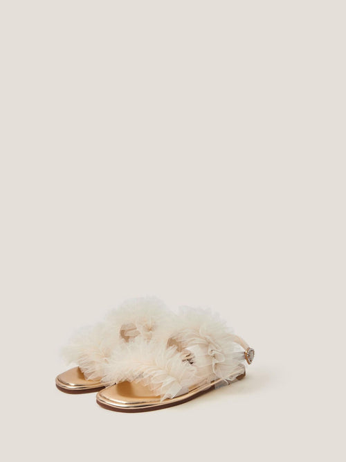 Monsoon Cream Frilly Tulle Strap Sandals image 1