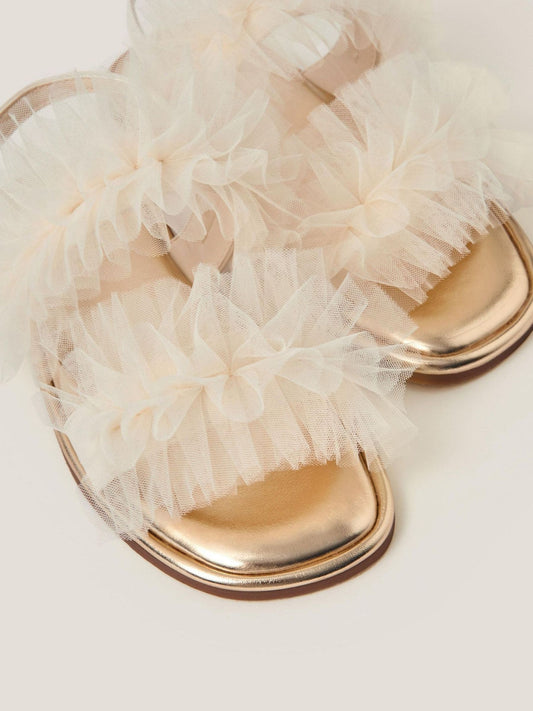 Monsoon Cream Frilly Tulle Strap Sandals image 2