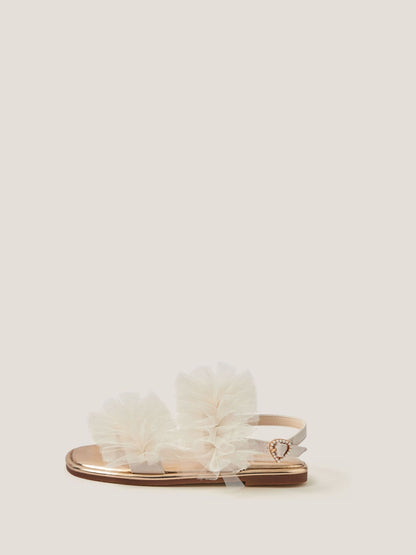 Monsoon Cream Frilly Tulle Strap Sandals image 3