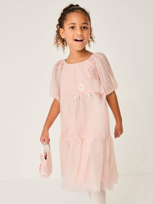Monsoon Pale Pink Leila Floral Embellished Party Dress image 1