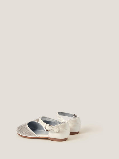 Monsoon Silver Diamanté Closed Toe Flat Shoes image 2
