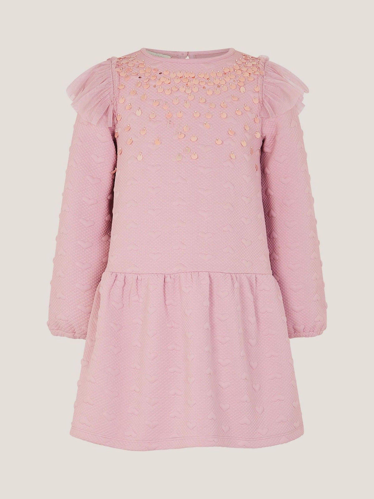 Monsoon Pink Sequin Heart Quilted Sweatshirt Dress - image 1