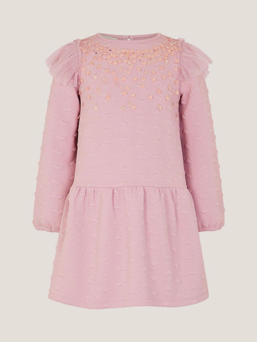 Monsoon Pink Sequin Heart Quilted Sweatshirt Dress - image 1