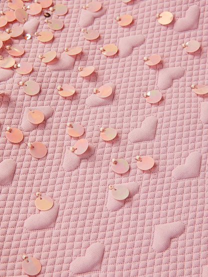 Monsoon Pink Sequin Heart Quilted Sweatshirt Dress - image 3