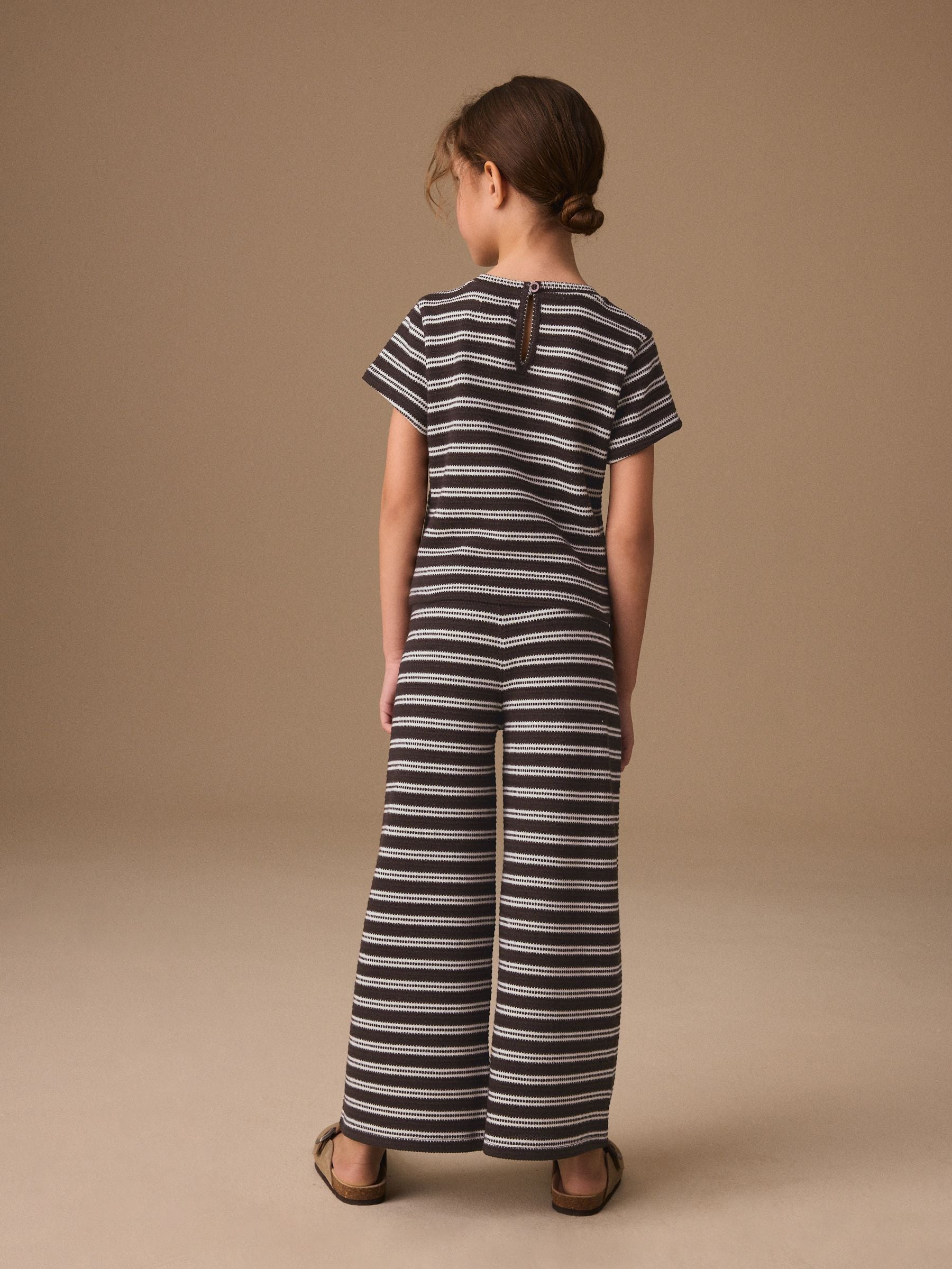 Dsiney Kidz - Chocolate Brown Stripe Wrap Top And Wide Leg Set (3-16yrs) image 3