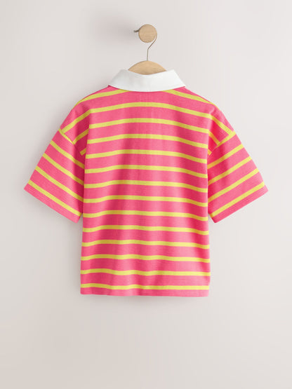 Dsiney Kidz - Bright Pink Stripe Short Sleeve Rugby Top (3-16yrs) image 6