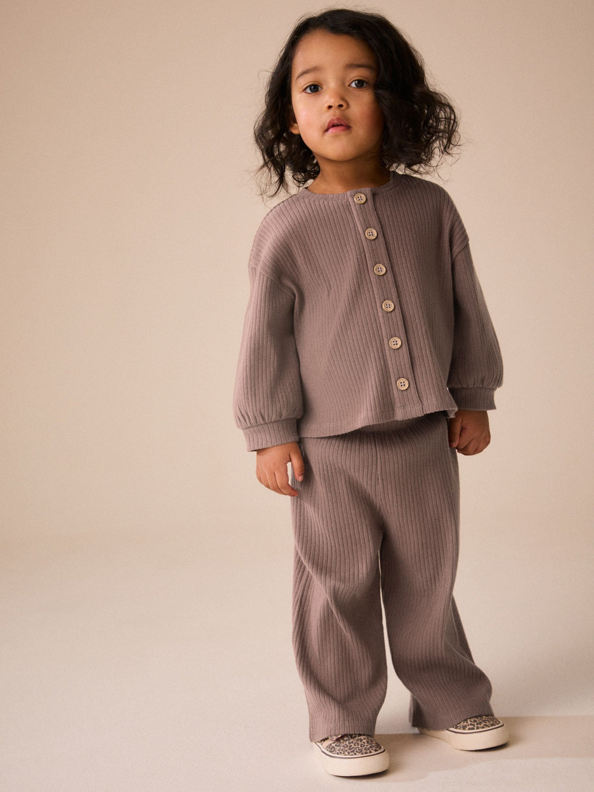Brown Long Sleeve Ribbed Raglan Cardigan (3mths-7yrs) - image 2