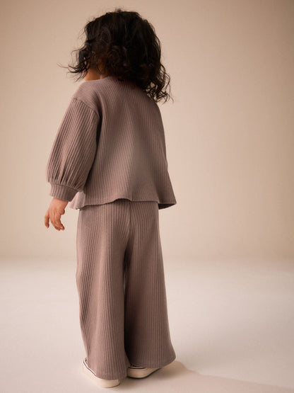 Brown Long Sleeve Ribbed Raglan Cardigan (3mths-7yrs) - image 3