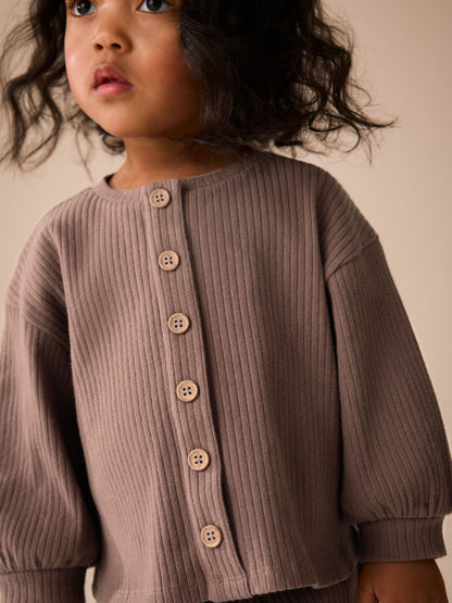 Brown Long Sleeve Ribbed Raglan Cardigan (3mths-7yrs) - image 4